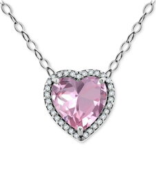 【送料無料】 ジャーニ ベルニーニ レディース ネックレス・チョーカー・ペンダントトップ アクセサリー Cubic Zirconia Heart Halo Pendant Necklace in Sterling Silver 16" + 2" extender Pink