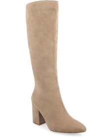 【送料無料】 ジュルネ コレクション レディース ブーツ・レインブーツ シューズ Women's Ameylia Tru Comfort Foam Wide Width Regular Calf Covered Block Heel Pointed Toe Boots Beige