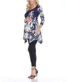 【送料無料】 ホワイトマーク レディース シャツ トップス Maternity Ganette Tunic Navy