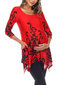 【送料無料】 ホワイトマーク レディース シャツ トップス Maternity Ganette Tunic Red and black