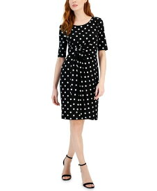【送料無料】 コネクテッド レディース ワンピース トップス Petite Dot-Print Side-Tab Sheath Dress Black