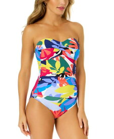 【送料無料】 アンコール レディース 上下セット 水着 Women's Printed Twist-Front Bandeau One-Piece Swimsuit Tropical Foral