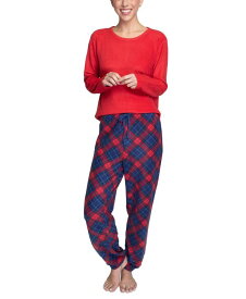 【送料無料】 ヘインズ レディース ナイトウェア アンダーウェア Women's 2-Pc. Stretch Fleece Pajamas Set Red/tartan