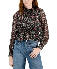 【送料無料】 ルーシーパリ レディース シャツ トップス Women's Renee Printed Tie-Neck Long-Sleeve Top Black/pink Print