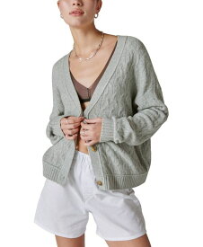【送料無料】 ラッキーブランド レディース ニット・セーター カーディガン アウター Women's Cozy Cable-Knit Button-Front Cardigan Light Heather Gray