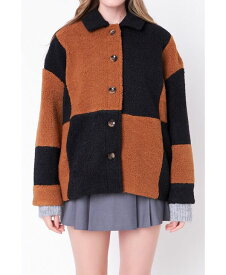 【送料無料】 イングリッシュファクトリー レディース ジャケット・ブルゾン アウター Women's Oversize Teddy Check Jacket Black/camel