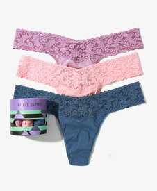 【送料無料】 ハンキーパンキー レディース パンツ アンダーウェア Women's Holiday 3 Pack Supima Cotton Low Rise Thong Underwear Water Lily, Rosita Pink, Washed Indigo