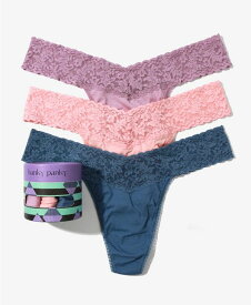 【送料無料】 ハンキーパンキー レディース パンツ アンダーウェア Women's Holiday 3 Pack Supima Cotton Original Rise Thong Underwear Water Lily, Rosita Pink, Washed Indigo