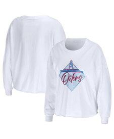【送料無料】 ウェア バイ エリン アンドルーズ レディース Tシャツ トップス Women's White Houston Oilers Gridiron Classics Domestic Cropped Long Sleeve T-shirt White