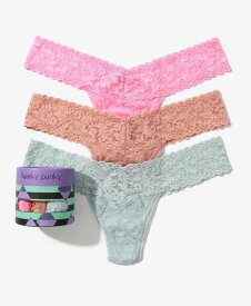 【送料無料】 ハンキーパンキー レディース パンツ アンダーウェア Women's Holiday 3 Pack Low Rise Thong Underwear Lipgloss Pink, Seashell Beige, Pearl Gray