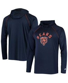 【送料無料】 スターター メンズ Tシャツ トップス Men's Navy Chicago Bears Raglan Long Sleeve Hoodie T-shirt Navy