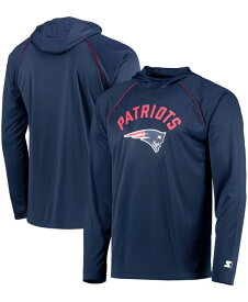 【送料無料】 スターター メンズ パーカー・スウェット フーディー アウター Men's Navy New England Patriots Raglan Long Sleeve Hoodie T-shirt Navy