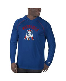 【送料無料】 スターター メンズ Tシャツ トップス Men's Navy New England Patriots Vintage-Like Logo Raglan Hoodie T-shirt Navy