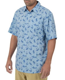 【送料無料】 ガイ ハーヴェイ メンズ シャツ トップス Men's Short Sleeve Retro Billfish Fishing Shirt Powder Blue