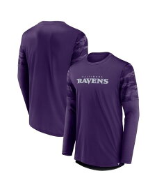 【送料無料】 ファナティクス メンズ Tシャツ トップス Men's Branded Purple Black Baltimore Ravens Square Off Long Sleeve T-shirt Purple, Black