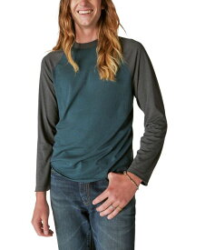 【送料無料】 ラッキーブランド メンズ Tシャツ トップス Men's Venice Burnout Long Sleeve Colorblocked Crewneck T-Shirt Tea Multi