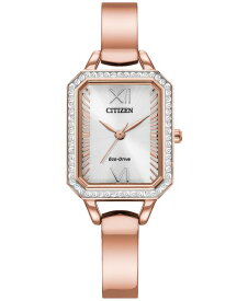 【送料無料】 シチズン レディース 腕時計 アクセサリー Eco-Drive Women's Crystal Rose Gold-Tone Stainless Steel Bangle Watch 23mm Pink Gold-tone