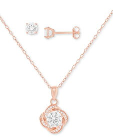 【送料無料】 ジャーニ ベルニーニ レディース ネックレス・チョーカー・ペンダントトップ アクセサリー 2-Pc. Set Cubic Zirconia Swirl Pendant Necklace & Solitaire Stud Earrings in 18k Gold-Plated Sterling Silver Rose Gold