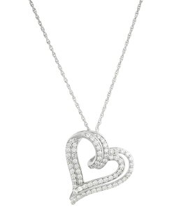 yz tH[Go[ OE _CY fB[X lbNXE`[J[Ey_ggbv ANZT[ Lab Grown Diamond Double Heart Pendant Necklace (1 ct. t.w.) in Sterling Silver 16" + 2" e