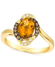 【送料無料】 ル ヴァン レディース リング アクセサリー Cinnamon Citrine (1-1/8 ct. t.w.) & Diamond (1/8 ct. t.w.) Halo Twist Ring in 14k Gold (Also available in Grape Amethyst Deep Sea Blue Topaz & Pomegranate Garnet) 14K Honey Gold Ring