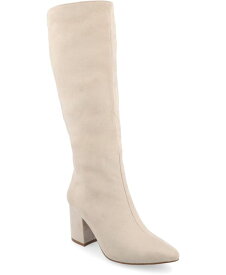 【送料無料】 ジュルネ コレクション レディース ブーツ・レインブーツ シューズ Women's Ameylia Tru Comfort Foam Wide Width Wide Calf Covered Block Heel Pointed Toe Boots Bone