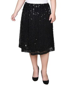 【送料無料】 ニューヨークコレクション レディース スカート ボトムス Plus Size Knee Length Sequined Skirt Black