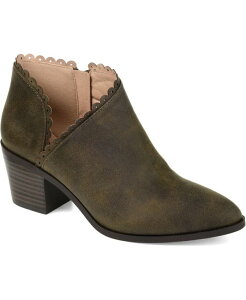 �W�����l �R���N�V���� ���f�B�[�X �V���[�Y �u�[�c�E���C���u�[�c �q�[�� Journee Collection Women's Tessa Scalloped Block Heel Booties Olive �I���[�u