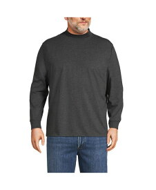 【送料無料】 ランズエンド メンズ Tシャツ トップス Men's Big & Tall Super-T Mock Turtleneck T-Shirt Dark charcoal heather