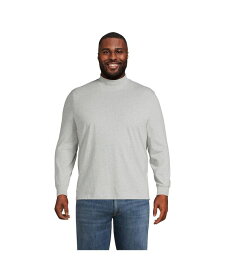 【送料無料】 ランズエンド メンズ Tシャツ トップス Men's Big & Tall Super-T Mock Turtleneck T-Shirt Gray heather