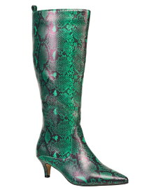 【送料無料】 フレンチコネクション レディース ブーツ・レインブーツ シューズ Women's Darcy Kitten Heel Knee High Boots Green Snake
