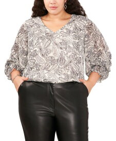 【送料無料】 ヴィンスカムート レディース シャツ トップス Plus Size Paisley-Print V-Neck Top New Ivory