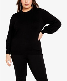 【送料無料】 アベニュー レディース ニット・セーター アウター Plus Size Peyton Round Neck Sweater Black