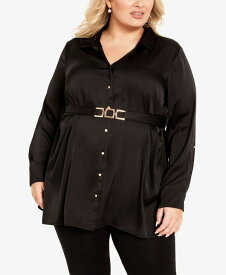 【送料無料】 アベニュー レディース シャツ トップス Plus Size Eva Longline Shirt Top Black