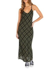 【送料無料】 ハーレー レディース ワンピース トップス Juniors' Plaid Slip Maxi Dress Olive