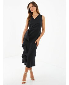 【送料無料】 クイズ レディース ワンピース トップス Women's Frill Detail Wrap Dress Black