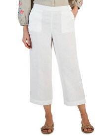 【送料無料】 チャータークラブ レディース カジュアルパンツ ボトムス Women's Linen Pull-On Cropped Pants Bright White