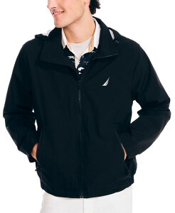 �i�E�e�B�J �����Y �A�E�^�[ �W���P�b�g�E�u���]�� �W���P�b�g Nautica Men �f s Classic Rainbreaker Hooded Zip-Front Lightweight Jacket True Black �u���b�N