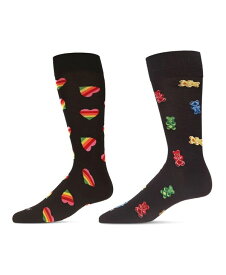 【送料無料】 メモイ メンズ 靴下 アンダーウェア Men's Valentine Pair Novelty Socks Pack of 2 Black-Black
