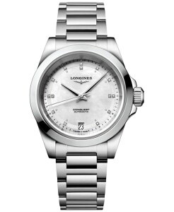 �����W�� ���f�B�[�X �A�N�Z�T���[ �r���v T�V���c Longines Women's Swiss Automatic Conquest Diamond Accent Stainless Steel Bracelet Watch 34mm No Color