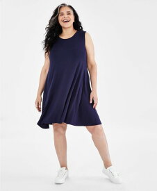 【送料無料】 スタイルアンドコー レディース ワンピース トップス Plus Size Sleeveless Knit Flip Flop Dress Industrial Blue