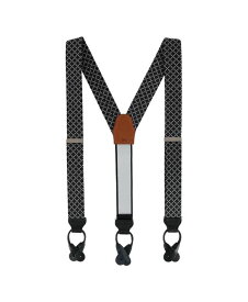 【送料無料】 トラファルガー メンズ ベルト アクセサリー Rowan Geometric Pattern Silk Button End Suspenders Black