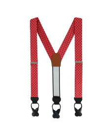 【送料無料】 トラファルガー メンズ ベルト アクセサリー Rowan Geometric Pattern Silk Button End Suspenders Red