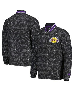 X^[^[ Y AE^[ WPbgEu] Te WPbg Starter Men's Black Los Angeles Lakers In-Field Play Fashion Satin Full-Zip Varsity Jacket Black ubN