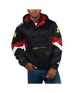 �X�^�[�^�[ �����Y �A�E�^�[ �W���P�b�g�E�u���]�� �T�e�� �p�[�J�[ �W���P�b�g Starter Men's Black Jeff Gordon Home Team Satin Half-Zip Hoodie Jacket Black �u���b�N