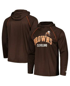【送料無料】 スターター メンズ Tシャツ トップス Men's Brown Distressed Cleveland Brown Gridiron Classics Throwback Raglan Long Sleeve Hooded T-shirt Brown