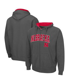 【送料無料】 コロシアム メンズ パーカー・スウェット フーディー アウター Men's Charcoal Nebraska Huskers Arch and Logo 3.0 Full-Zip Hoodie Charcoal