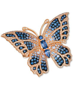 yz  @ fB[X O ANZT[ Chocolate & Vanilla Diamonds (1-1/5 ct. t.w.) & Multi-Gemstone (3-1/3 ct. t.w.) Butterfly Ring in 14k Rose Gold No Color
