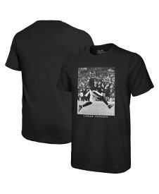 【送料無料】 マジェスティック メンズ Tシャツ トップス Men's Threads Lamar Jackson Black Baltimore Ravens Oversized Player Image T-shirt Black