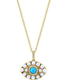 【送料無料】 エフィー レディース ネックレス・チョーカー・ペンダントトップ アクセサリー EFFY&reg; Turquoise Freshwater Pearl (2 - 2-1/2mm) & Diamond (1/20 ct. t.w.) Evil Eye 18" Pendant Necklace in 14k Gold 14K Gold