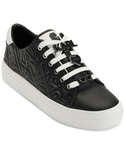 �J�[�� ���K�[�t�F���h ���f�B�[�X �V���[�Y �X�j�[�J�[ ���[�X KARL LAGERFELD PARIS Cate Karl Box Lace-Up Low-Top Sneakers Black/ Bright White �z���C�g